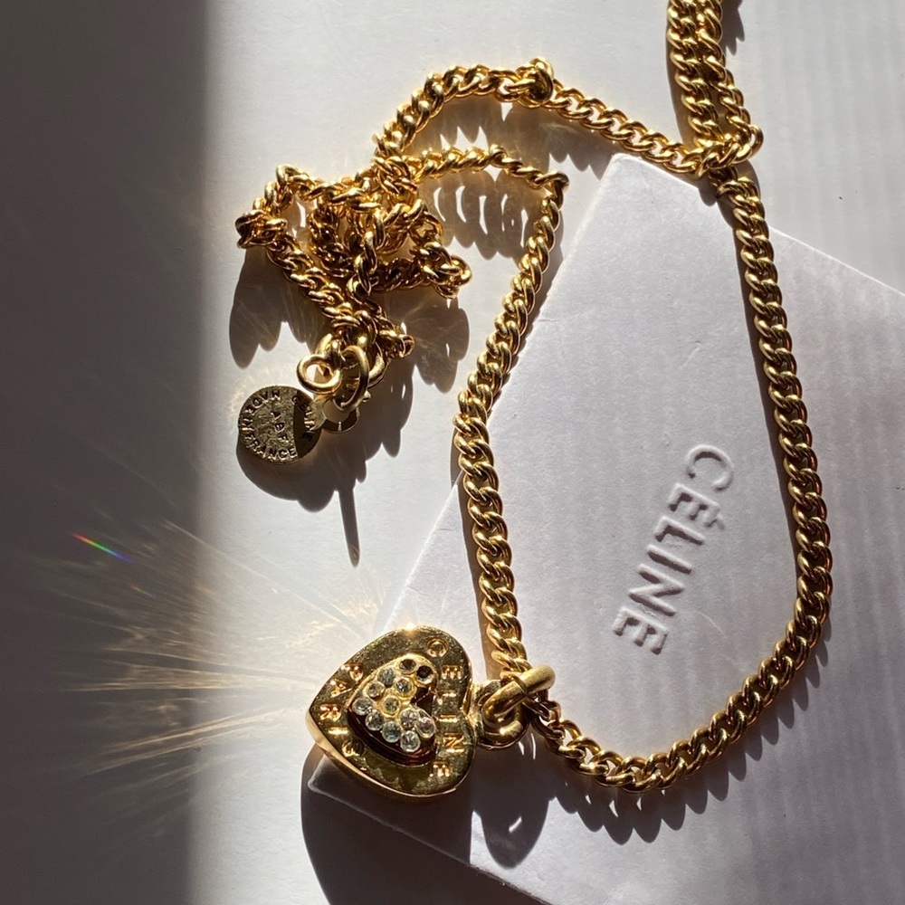 Celine gold tone heart necklace